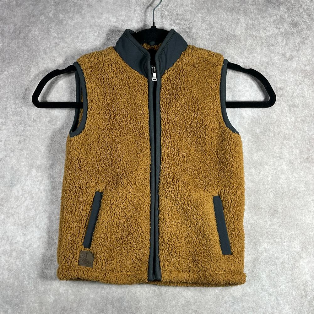 Cody James Vest‎ Boys Size 3T Brown Faux Sherpa Full Zip Mock Neck Sleeveless